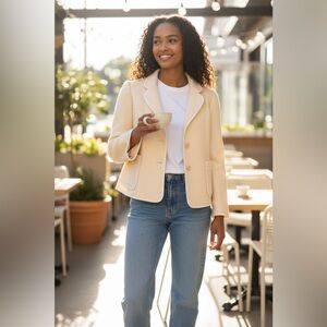 Vintage Weinberg Paris Women's Cream Wool Jacket-Size Small-Made in France